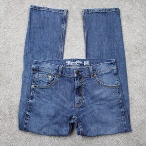 Wrangler Retro Jeans Mens 32x30 Blue Layton Slim Boot Whisker Denim Workwear
